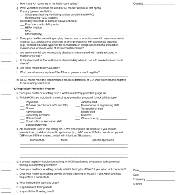 Appendix B. (Continued) Tuberculosis (TB) risk assessment worksheet